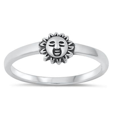 Sterling Silver Oxidized 6.5mm Sun Ring