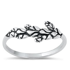 Sterling Silver Oxidized 7.5mm Leaves Ring