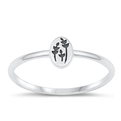Sterling Silver Oxidized 5.8mm Flowers Ring