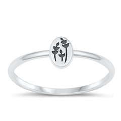 Sterling Silver Oxidized 5.8mm Flowers Ring