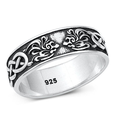 Sterling Silver Oxidized Celtic Lion Ring