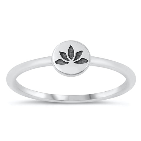 Sterling Silver Oxidized 6.5mm Flower Ring