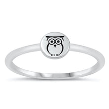 Load image into Gallery viewer, Sterling Silver Oxidized 6.5mm Owl Ring