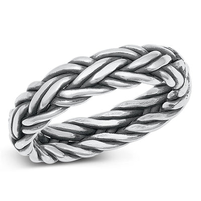 Sterling Silver Oxidized Braided Band Ring
