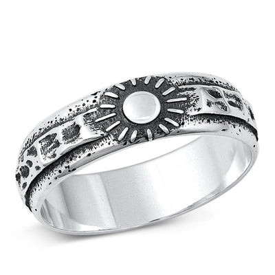 Sterling Silver Oxidized 5.8mm Sun Ring