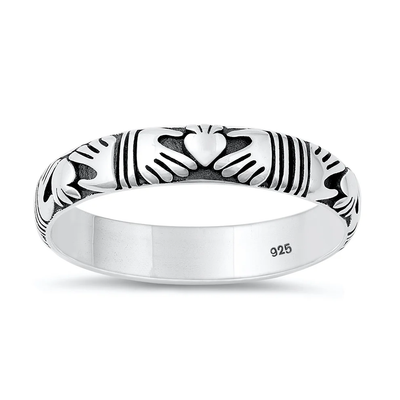 Sterling Silver Oxidized Claddagh Ring