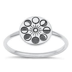 Sterling Silver Oxidized 9.7mm Moon Phases Ring