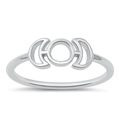 Sterling Silver Oxidized 5.9mm Moon Phases Ring