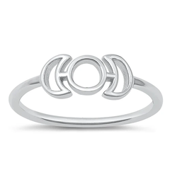 Sterling Silver Oxidized 5.9mm Moon Phases Ring