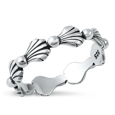 Sterling Silver Oxidized Seashells Ring