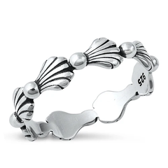 Sterling Silver Oxidized Seashells Ring