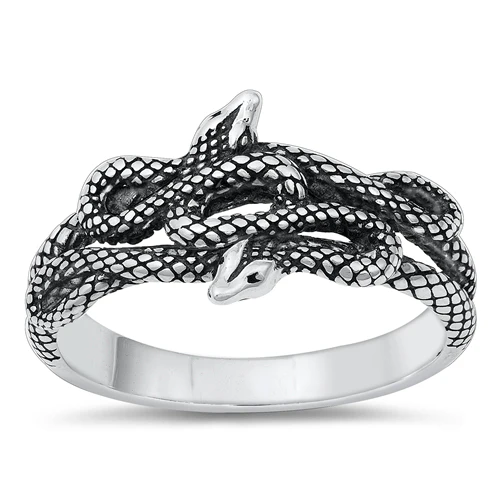 Sterling Silver Oxidized Snakes Ring