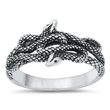 Sterling Silver Oxidized Snakes Ring