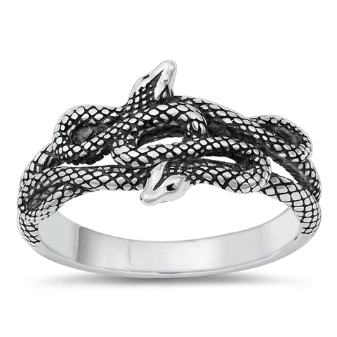 Sterling Silver Oxidized Snakes Ring
