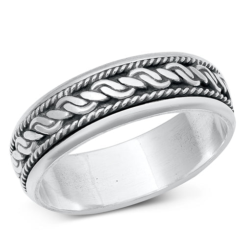 Sterling Silver Oxidized And Polished Bali Spinner Ring