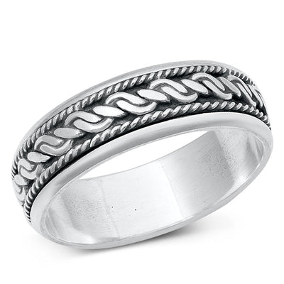 Sterling Silver Oxidized Bali Spinner Ring