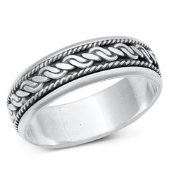 Sterling Silver Oxidized Bali Spinner Ring