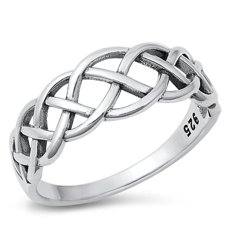 Sterling Silver Oxidized 8mm Braid Ring