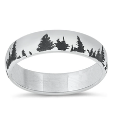 Load image into Gallery viewer, Sterling Silver Oxidized 4.7mm Forest Trees Ring
