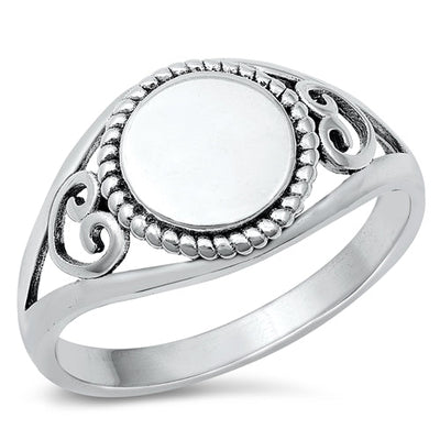 Sterling Silver Oxidized Round Ring