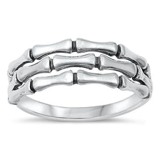 Load image into Gallery viewer, Sterling Silver Oxidized 3 Line Bamboo Ring