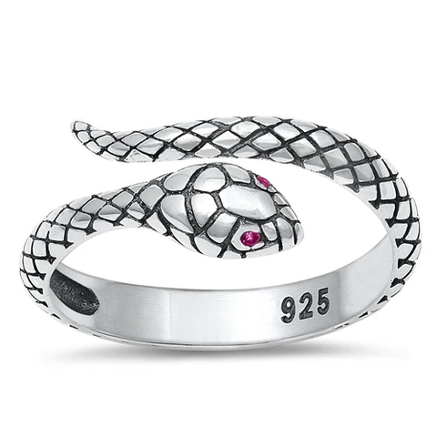 Sterling Silver Oxidized 9.5mm Snake Ring