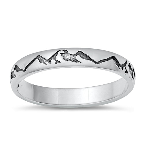 Sterling Silver Oxidized 3mm Mountains Ring