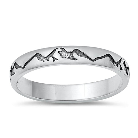 Sterling Silver Oxidized 3mm Mountains Ring
