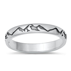 Sterling Silver Oxidized 3mm Mountains Ring