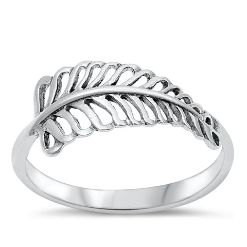 Sterling Silver Oxidized Leaf Ring