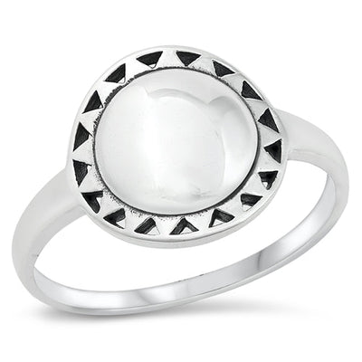 Sterling Silver Oxidized 12.8mm Sun Ring