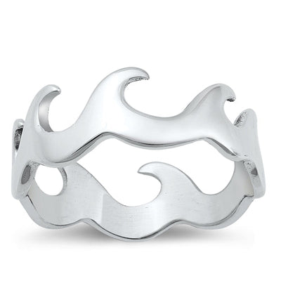 Sterling Silver Oxidized 7mm Wave Ring