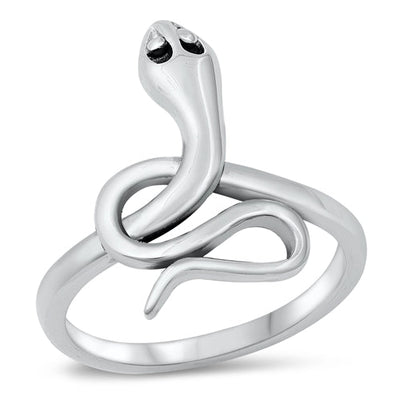 Sterling Silver Oxidized 18.7mm Snake Ring