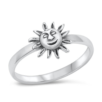 Sterling Silver Oxidized 8.8mm Sun Ring