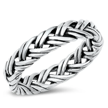 Load image into Gallery viewer, Sterling Silver Oxidized 4.5mm Braid Ring