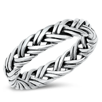 Sterling Silver Oxidized 4.5mm Braid Ring