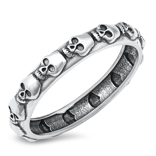 Sterling Silver Oxidized Skull Ring