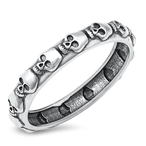 Sterling Silver Oxidized Skull Ring