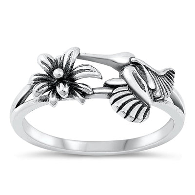 Sterling Silver Oxidized Hummingbird Ring