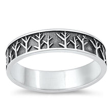 Load image into Gallery viewer, Sterling Silver Oxidized 4.7mm Trees Ring