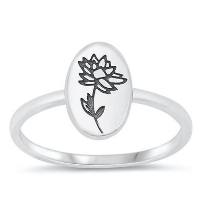 Sterling Silver Oxidized 9.5mm Flowers Ring