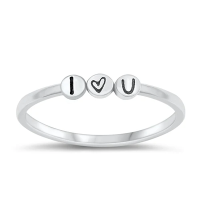 Sterling Silver Oxidized I Love You Ring