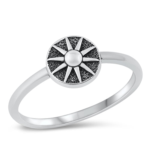 Sterling Silver Oxidized 7.7mm Sun Ring