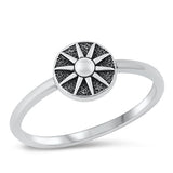 Sterling Silver Oxidized 7.7mm Sun Ring