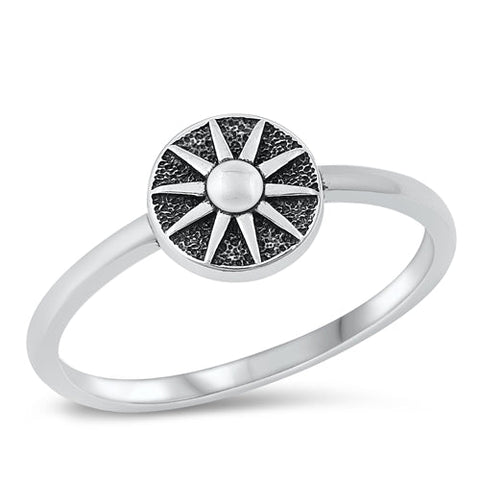 Sterling Silver Oxidized 7.7mm Sun Ring