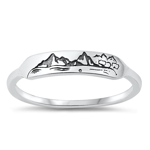 Sterling Silver Oxidized Mountains Ring