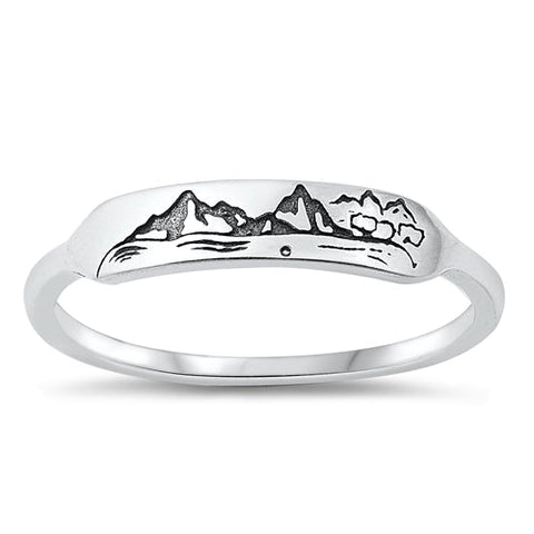 Sterling Silver Oxidized Mountains Ring