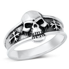 Sterling Silver Oxidized 13mm Skull Ring