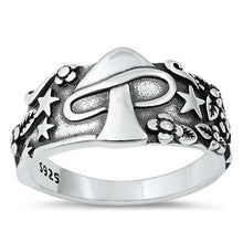 Load image into Gallery viewer, Sterling Silver Oxidized 12mm Mushroom Ring