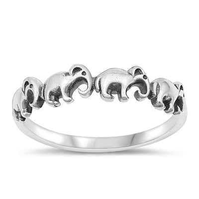 Sterling Silver Oxidized 4.5mm Elephants Ring